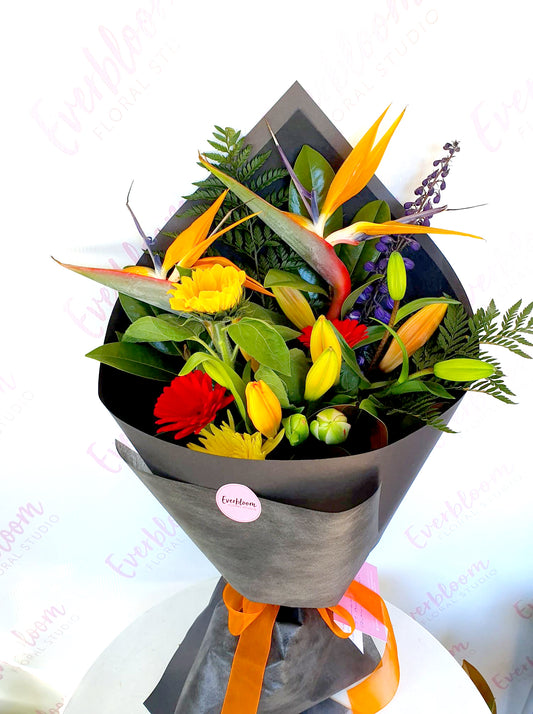 Bright Delight Bouquet made with bright bold flowers - Everbloom Floral Studio - Local papamoa florist with same day delivery